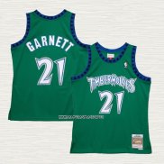 Kevin Garnett NO 21 Camiseta Minnesota Timberwolves Hardwood Classics Throwback 1997-98 Verde