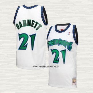 Kevin Garnett NO 21 Camiseta Minnesota Timberwolves Mitchell & Ness 1997-98 Blanco