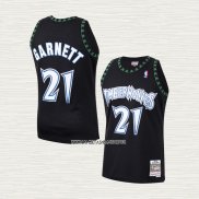 Kevin Garnett NO 21 Camiseta Nino Minnesota Timberwolves Hardwood Classics Throwback 1997-98 Negro