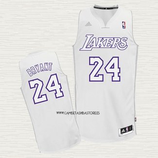 Kobe Bryant NO 24 Camiseta Los Angeles Lakers Christmas Day Blanco