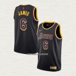 LeBron James NO 6 Camiseta Los Angeles Lakers Earned 2021-22 Negro