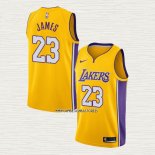 Lebron James NO 23 Camiseta Los Angeles Lakers Icon 2018 Amarillo