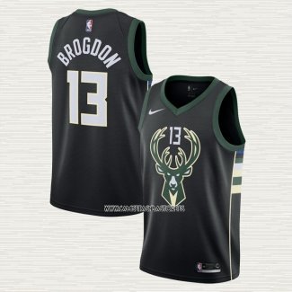 Malcolm Brogdon NO 13 Camiseta Milwaukee Bucks Statement Negro