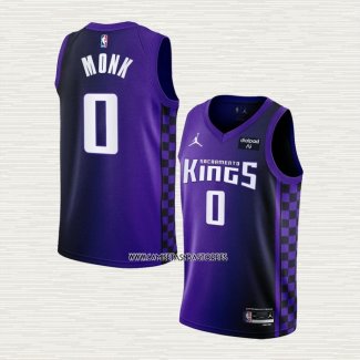 Malik Monk NO 0 Camiseta Sacramento Kings Statement 2023-24 Violeta