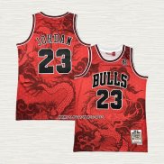 Michael Jordan NO 23 Camiseta Chicago Bulls Throwback Asian Heritage 1997-98 Rojo