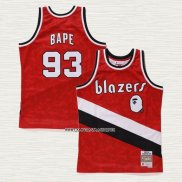 NO 93 Camiseta Portland Trail Blazers Mitchell & Ness Bape 1983-84 Rojo