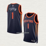 Obi Toppin NO 1 Camiseta New York Knicks Statement 2022-23 Negro
