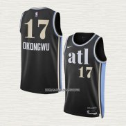 Onyeka Okongwu NO 17 Camiseta Atlanta Hawks Ciudad 2023-24 Negro