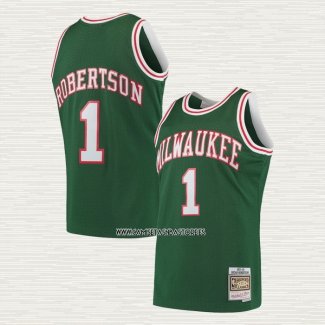 Oscar Robertson NO 1 Camiseta Milwaukee Bucks Mitchell & Ness 1971-72 Verde