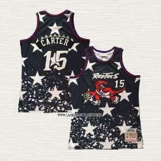 Vince Carter NO 15 Camiseta Toronto Raptors Mitchell & Ness Independence Day Negro