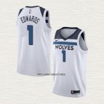 Anthony Edwards NO 1 Camiseta Minnesota Timberwolves Association Blanco