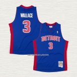 Ben Wallace NO 3 Camiseta Detroit Pistons Hardwood Classics Throwback Azul
