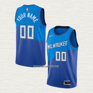 Camiseta Milwaukee Bucks Personalizada Ciudad 2020-21 Azul