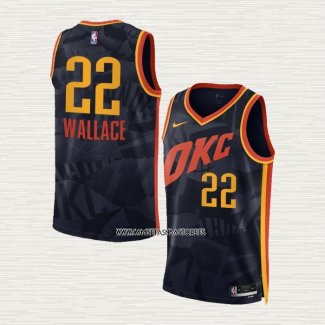 Cason Wallace NO 22 Camiseta Oklahoma City Thunder Ciudad 2023-24 Negro