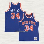Charles Oakley NO 34 Camiseta New York Knicks Hardwood Classics Throwback Azul