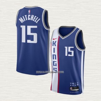 Davion Mitchell NO 15 Camiseta Sacramento Kings Ciudad 2023 Azul 24