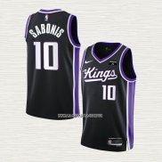 Domantas Sabonis NO 10 Camiseta Sacramento Kings Icon 2023-24 Negro