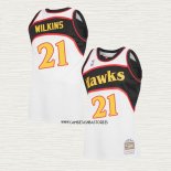 Dominique Wilkins NO 21 Camiseta Atlanta Hawks Mitchell & Ness 1986-87 Blanco