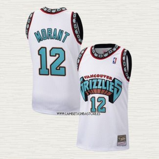 Ja Morant NO 12 Camiseta Memphis Grizzlies Retro Historic Blanco