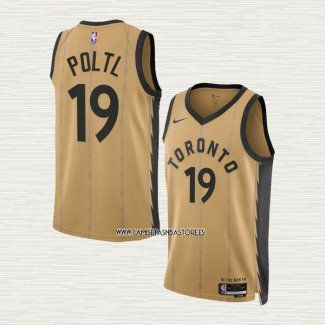 Jakob Poltl NO 19 Camiseta Toronto Raptors Ciudad 2023-24 Oro