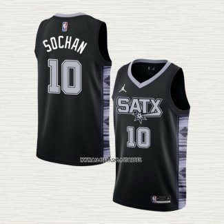 Jeremy Sochan NO 10 Camiseta San Antonio Spurs Statement 2022-23 Negro