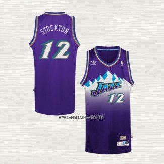 John Stockton NO 12 Camiseta Utah Jazz Retro Violeta