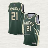 Jrue Holiday NO 21 Camiseta Milwaukee Bucks Earned 2020-21 Verde
