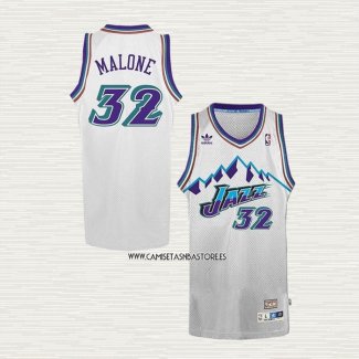 Karl Malone NO 32 Camiseta Utah Jazz Retro Blanco