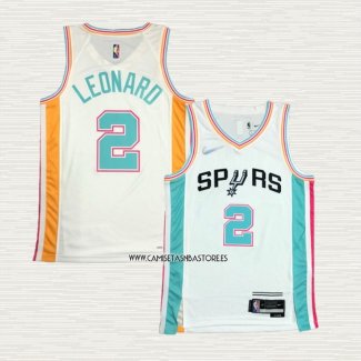 Kawhi Leonard NO 2 Camiseta San Antonio Spurs Ciudad 2021-22 Blanco