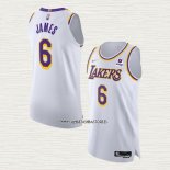 LeBron James NO 6 Camiseta Los Angeles Lakers Association Autentico Blanco