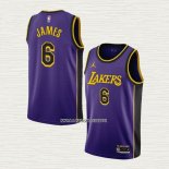 LeBron James NO 6 Camiseta Los Angeles Lakers Statement 2022-23 Violeta