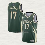 P.J. Tucker NO 17 Camiseta Milwaukee Bucks Earned 2020-21 Verde