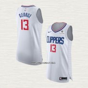 Paul George NO 13 Camiseta Los Angeles Clippers Association Autentico 2020-21 Blanco