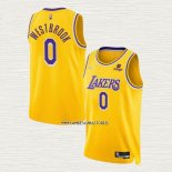 Russell Westbrook NO 0 Camiseta Los Angeles Lakers 75th Anniversary 2021-22 Amarillo