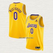 Russell Westbrook NO 0 Camiseta Los Angeles Lakers 75th Anniversary 2021-22 Amarillo