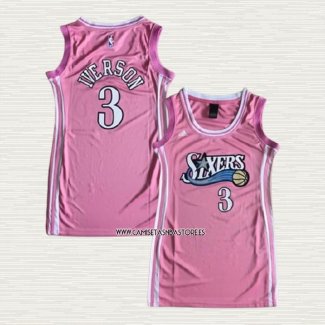 Allen Iverson NO 3 Camiseta Mujer Philadelphia 76ers Rosa