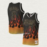 Allen Iverson NO 3 Camiseta Philadelphia 76ers Flames Negro