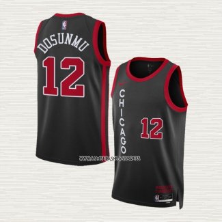 Ayo Dosunmu NO 12 Camiseta Chicago Bulls Ciudad 2023-24 Negro