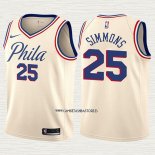 Ben Simmons NO 25 Camiseta Nino Philadelphia 76ers Ciudad Crema