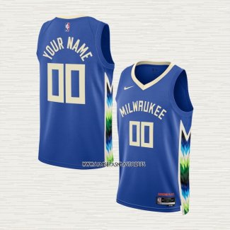 Camiseta Milwaukee Bucks Personalizada Ciudad 2022-23 Azul