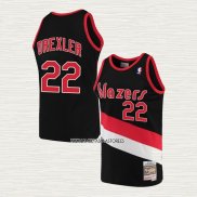 Clyde Drexler NO 22 Camiseta Portland Trail Blazers Hardwood Classics Throwback Negro