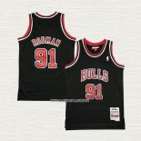Dennis Rodman NO 91 Camiseta Nino Chicago Bulls Mitchell & Ness 1997-98 Negro