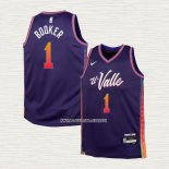 Devin Booker NO 1 Camiseta Nino Phoenix Suns Ciudad 2023-24 Violeta