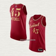 Donovan Mitchell NO 45 Camiseta Cleveland Cavaliers Ciudad Autentico 2023-24 Rojo