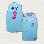Dwyane Wade NO 3 Camiseta Nino Miami Heat Ciudad Azul