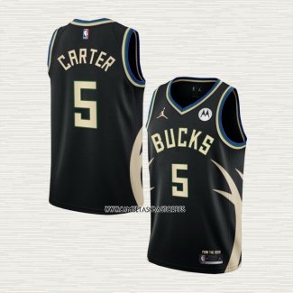 Jevon Carter NO 5 Camiseta Milwaukee Bucks Statement 2022-23 Negro