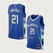 Jrue Holiday NO 21 Camiseta Milwaukee Bucks Ciudad 2022-23 Azul