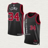 Justin Lewis NO 34 Camiseta Chicago Bulls Ciudad 2023-24 Negro