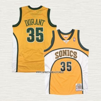 Kevin Durant NO 35 Camiseta Seattle SuperSonics Mitchell & Ness 2007-08 Amarillo