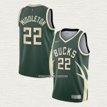 Khris Middleton NO 22 Camiseta Milwaukee Bucks Earned 2020-21 Verde